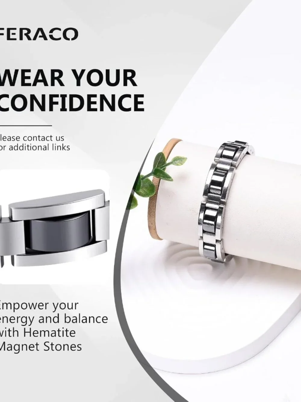 Stylish Men's Magnetic Bracelet | Titanium & Hematite Stones | Perfect Gift for